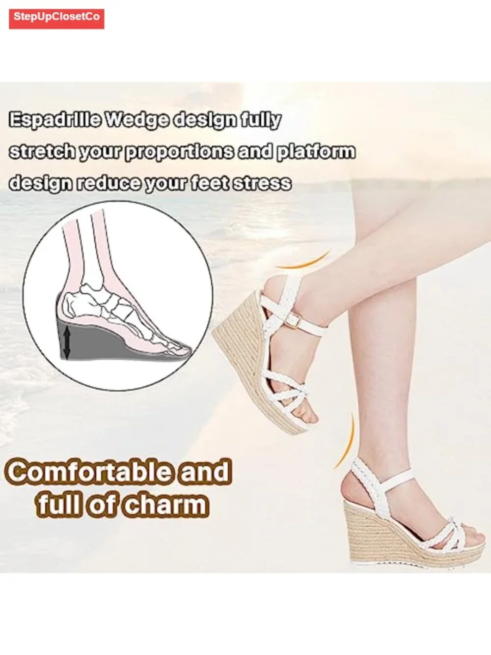 Wedge Sandals Espadrilles Platform Heels Ankle Strap Braided Knot Summer Dressy